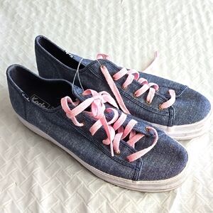 Keds Women's Denim Sneakers with Pink Laces